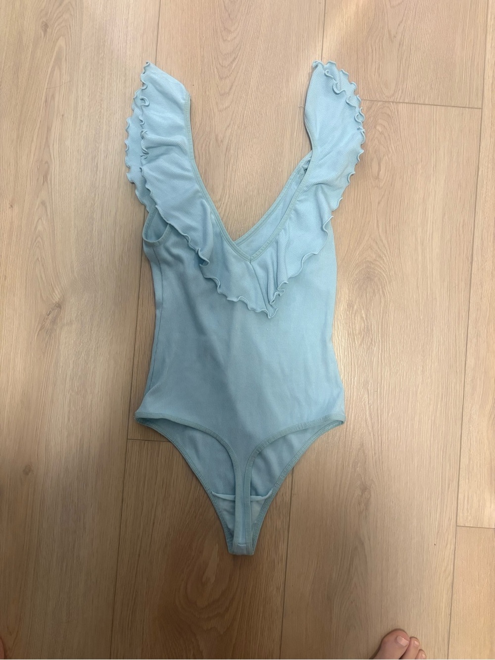 Wilfred Light Blue Ruffle Strap One-Piece - Picture 2 of 3